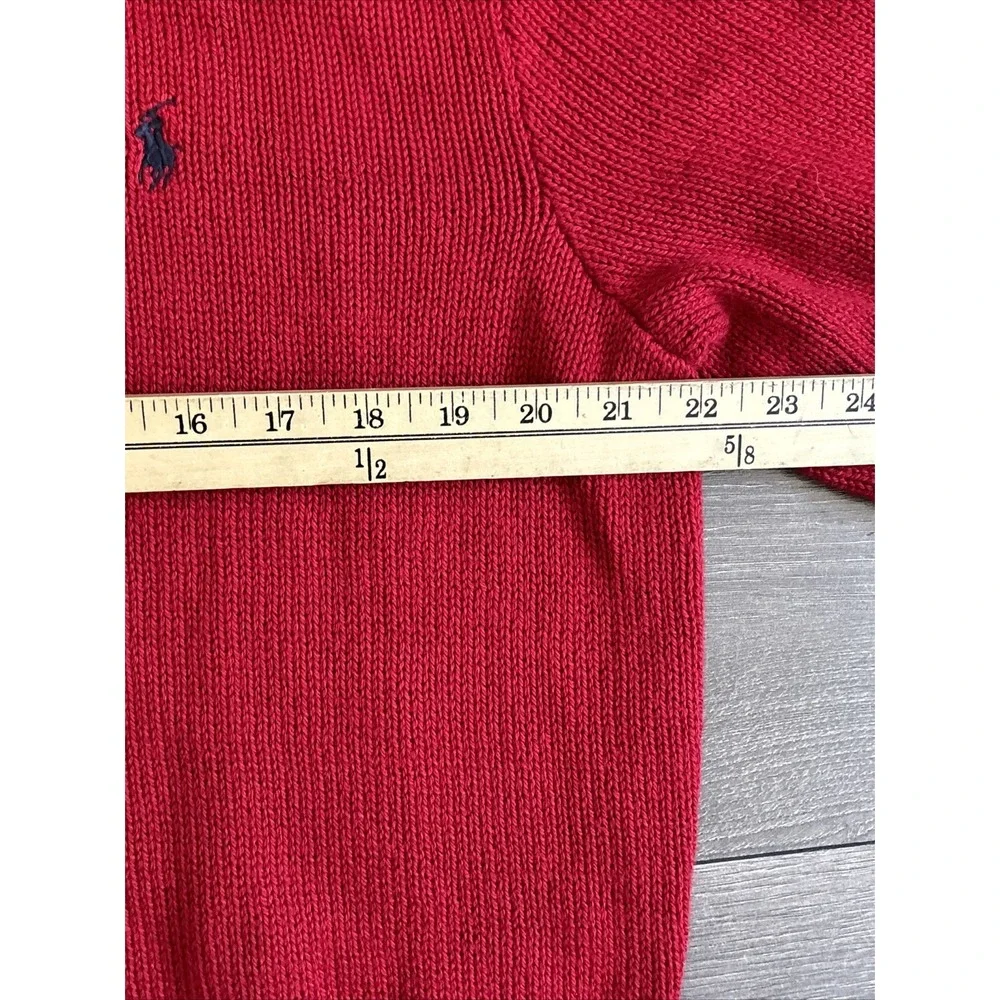 Polo Ralph Lauren Pima Cotton‎ Sweater mens size L Red Ribbed Thick Crewneck EUC